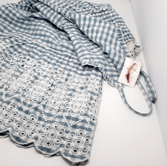 Jessica Simpson Embroidered Boho Women's Ginghan Print Layered Hem Dress NEW - Picture 12 of 16